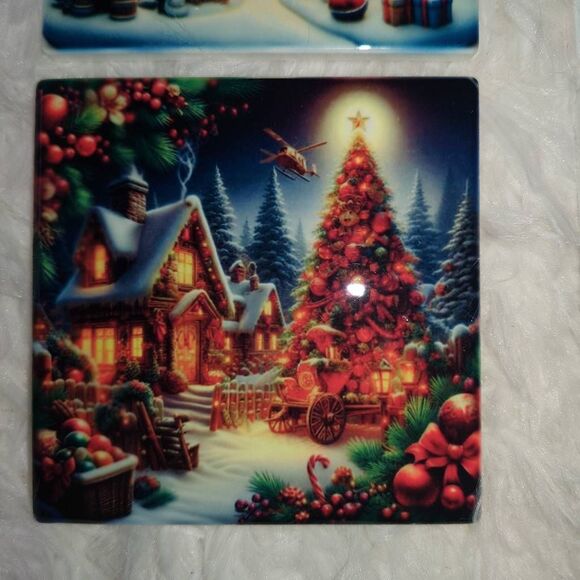 Holiday Ceramic Coaster 4x4" colorful - Picture 4 of 6